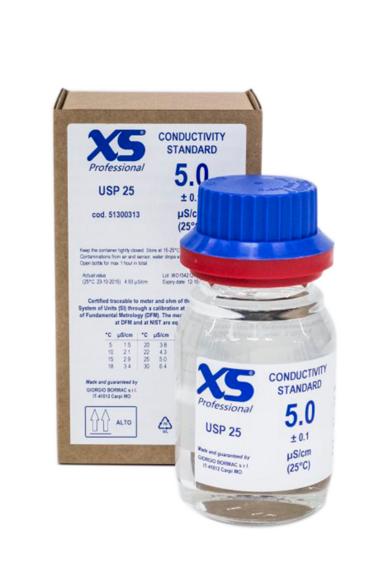 51300313 XS Professional EC 5.0 µS/cm /25C, 280ml glass bottle Calibration Solution 